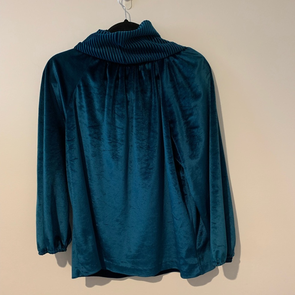Vintage Cowl Neck Velvet/Velour Louisa Womens Medium 12-14 Sweater BlueGreen - Picture 7 of 8